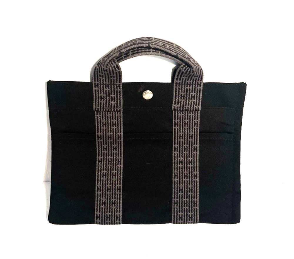 HERMES FOURRE TOUT PM TOTE BAG BLACK/CHARCOAL, CANVAS, EXCELLENT CONDITION